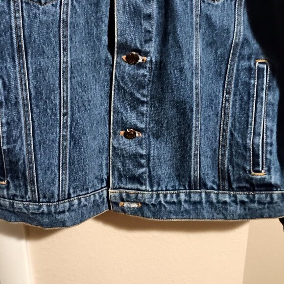 Maya Jones Import Women Blue Denim Jacket Size Large Southwest Aztec Design - Picture 7 of 15